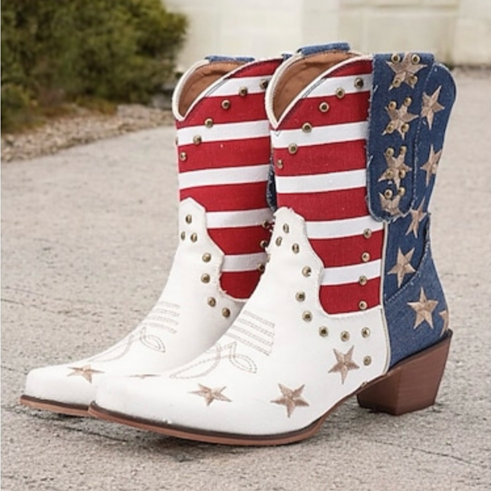 Patriotic Star-Studded Women's Boots